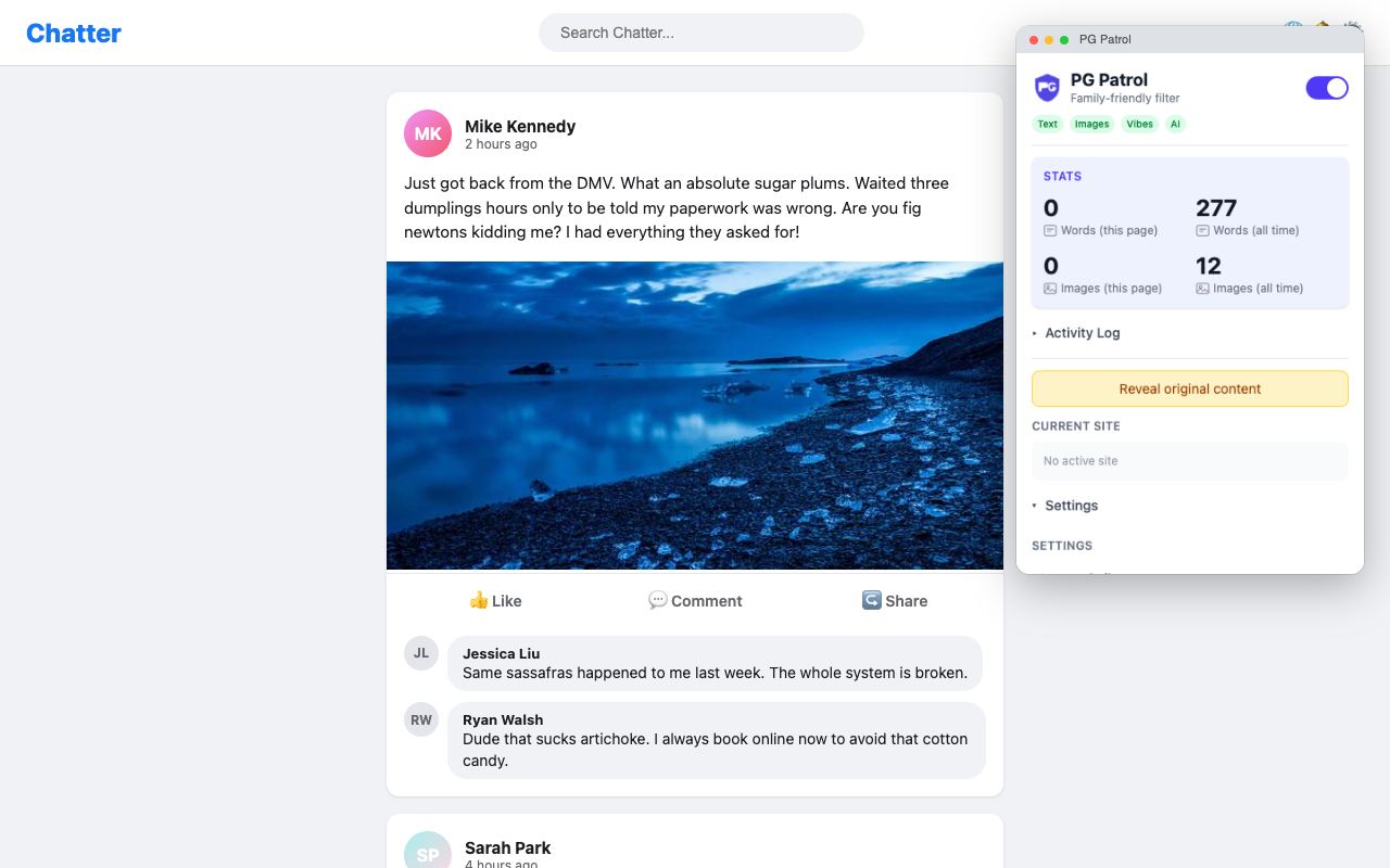 Popup dashboard with live stats